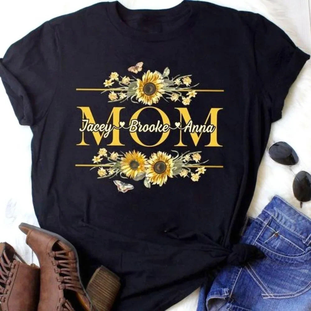 Personalized Mom Shirt With Kids Names Grandma Custom Shirt Mothers Day Shirt